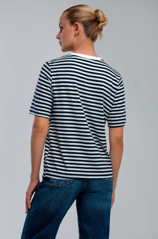 Арт. 3662 Футболка женская 42-50 (5 шт) Цвет:Синий,белый - Калинка фото 4