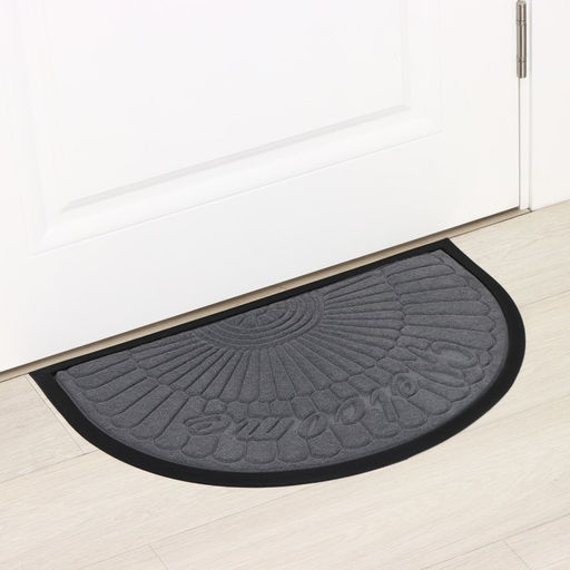 Коврик придверный Доляна Welcome, полукруглый, с окантовкой, 40×60 см, серый