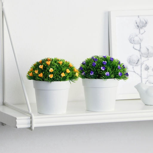 Искусственный цветок в горшке Розочки в траве, 8?11 см, МИКС