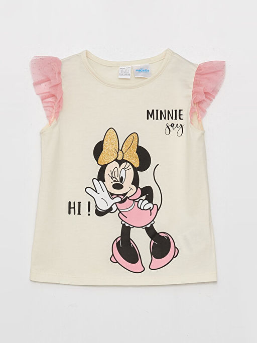 Bisiklet Yaka Minnie Mouse Bask?l? K?z Bebek Atlet