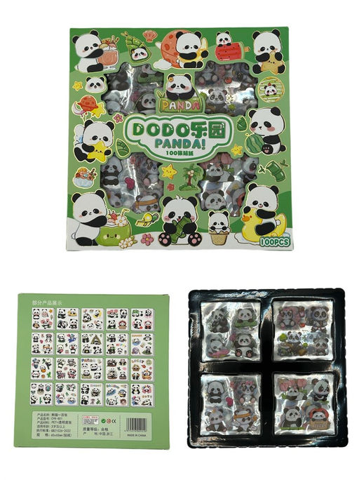 Набор наклеек "Панда" 4 листа 36*24см (N-111) в подарочной уп.