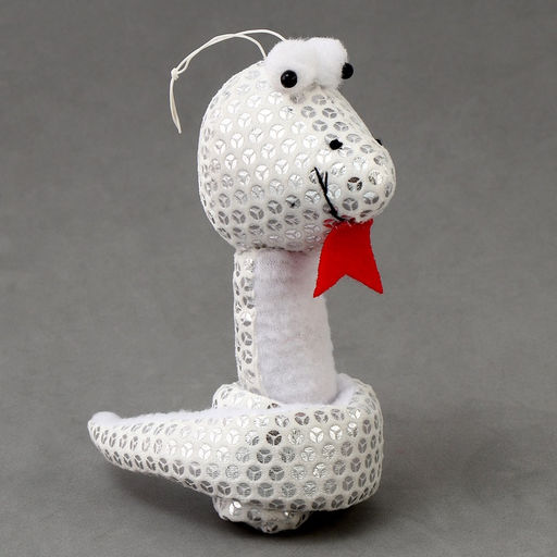 Мягкая игрушка Змея, с пайетками, на подвесе, 13 см, цвет серебро - Simaland фото 2