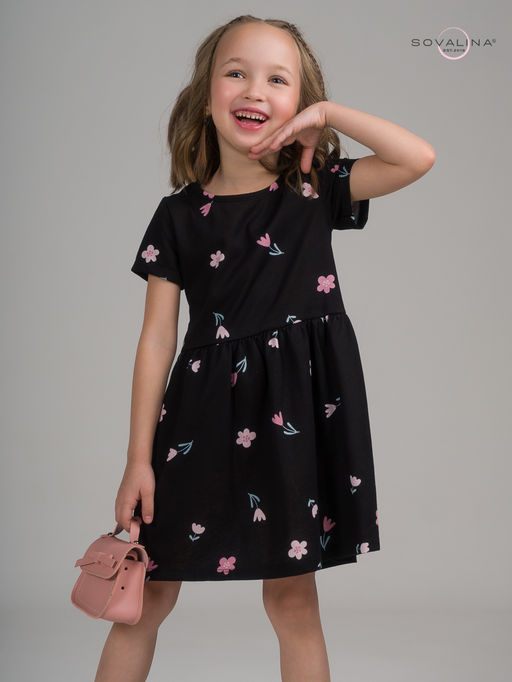 Платье Лето тюльпаны на черном