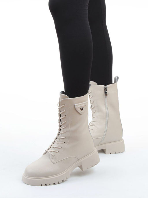 04-PAM366-2Z LT. BEIGE Ботинки зимние женские (натуральная кожа, 100% шерсть)
