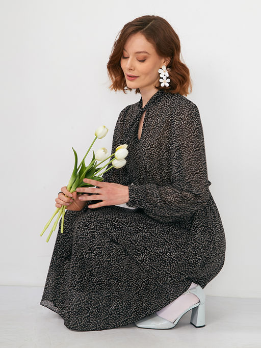 Платье шифон резинка+галстук