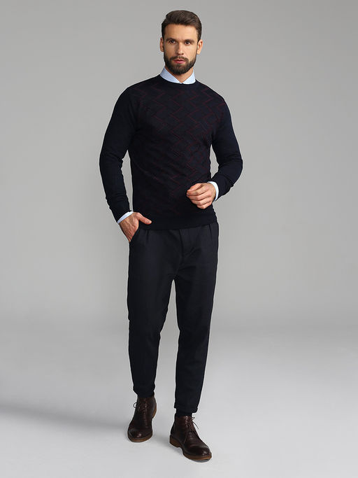 Джемпер мужской GREG G121-12-зигзаг D1 (синий/бордо)  фото 4