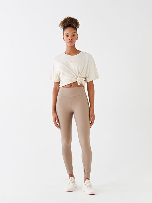 Beli Lastikli D?z ?nterlok Kad?n Spor Tayt