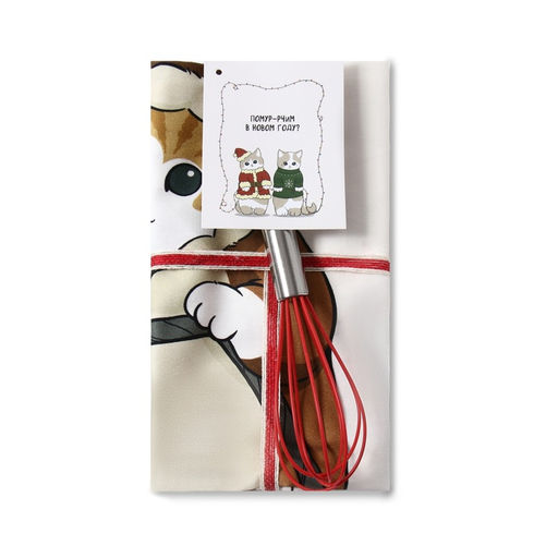 Набор подарочный новогодний Этель. Помурчим в новом году: полотенце 40?70 см, венчик кухонный