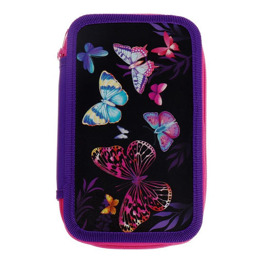 Пенал школьный, 2 секции, 12.5×20.5×4 см«Бабочки»