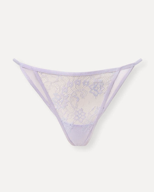Сиреневые трусы-стринги с кружевом - Deseo фото 2