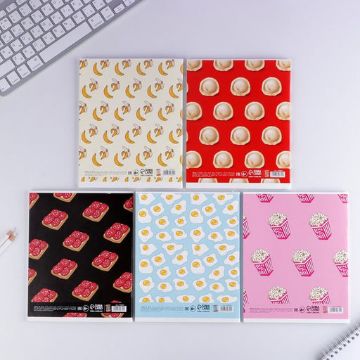 Цена за 3 шт. Тетрадь в клетку, 48 л., А5, на скрепке, блок №1 Паттерн МИКС - Artfox study фото 2