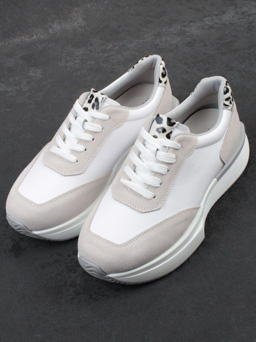 03-YG497-1 WHITE/GREY Кроссовки женские (натуральная кожа) - Фабричный китай фото 2