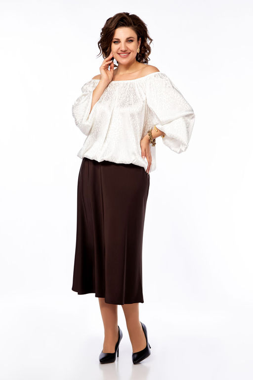 Костюм Olga Style С882 белый/шоколад