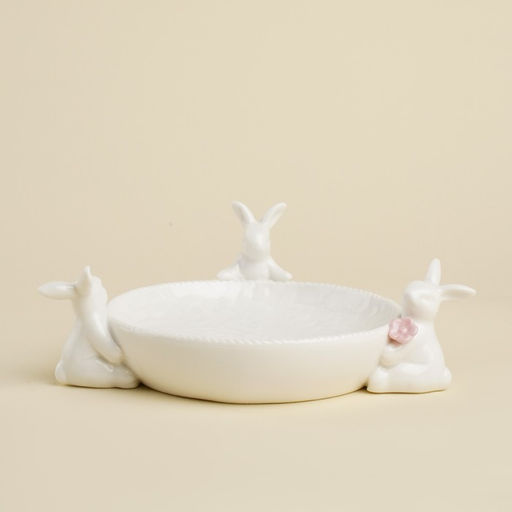 Блюдо для подачи SL Home Лесные кролики, 19.5?15.3?7.5 см, фарфор, белое