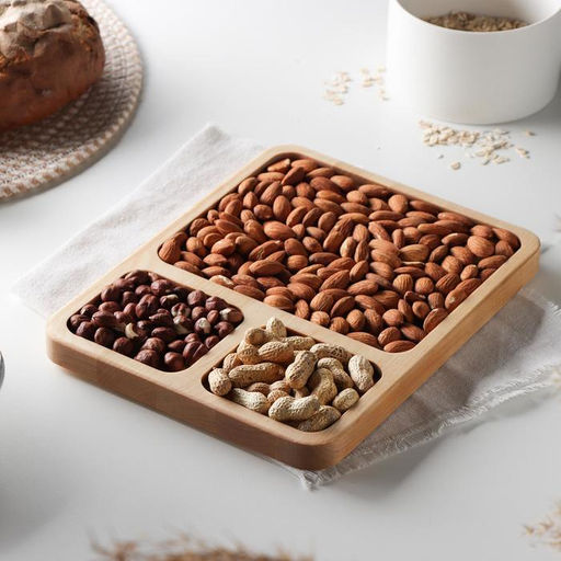 Менажница деревянная квадратная Доляна, 26×20.5×2 см, 3 секции, берёза