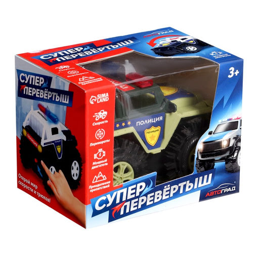 Джип-перевёртыш Полиция, работает от батареек, цвет зелёный - АвтоГрад фото 10