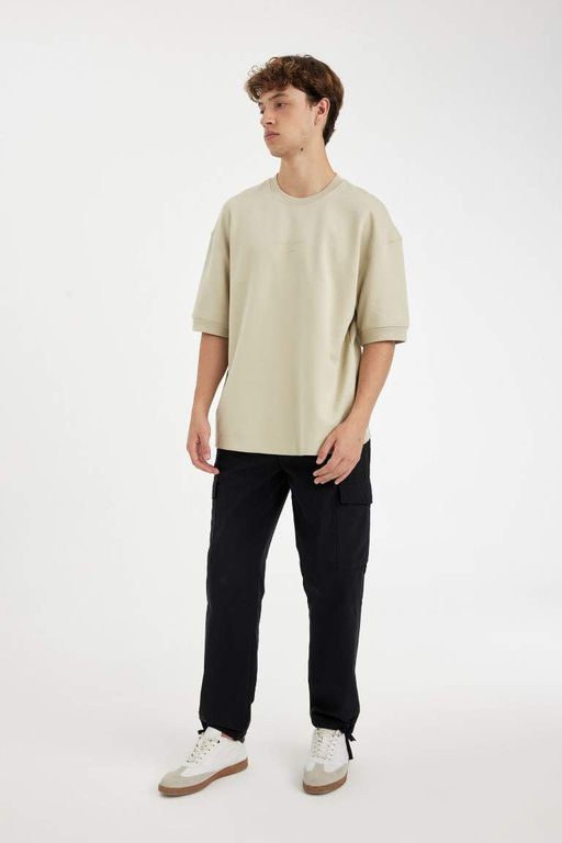 Свободная футболка с круглым вырезом и принтом из плотной ткани с короткими рукавами - Defacto фото 2