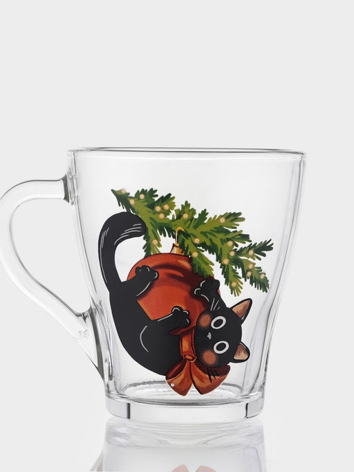 Цена за 20 шт. Кружка Грация. Озорные котики, 250 мл, стекло, рисунок МИКС