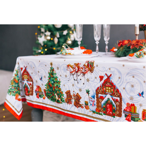 Набор столовый Новогодняя сказка скат.150х220см +/-3см с ГМВО, салф.40х40см-12 шт, хл100% - Этель фото 3