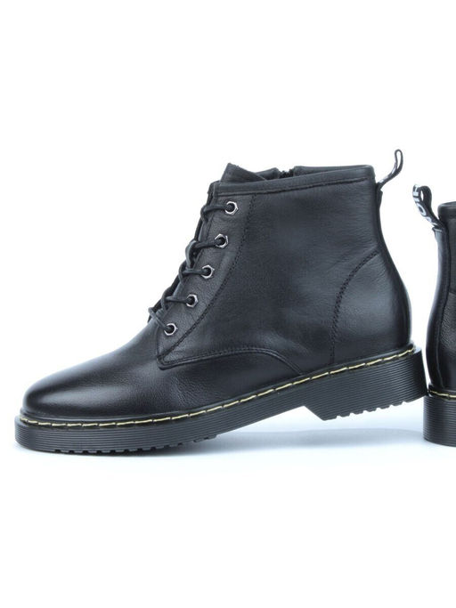 01-CCO22-1P BLACK Ботинки демисезонные женские (натуральная кожа, байка)