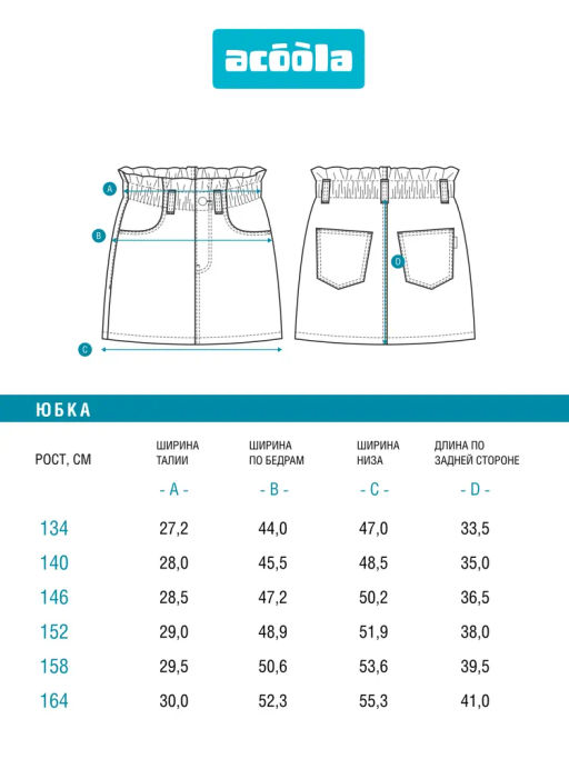 ACOOLA / Юбка джинсовая детская для девочек Metapod синий  фото 5
