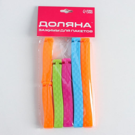 Зажимы для пакетов Доляна, 14/11/7 см, 6 шт, цвет МИКС фото 5