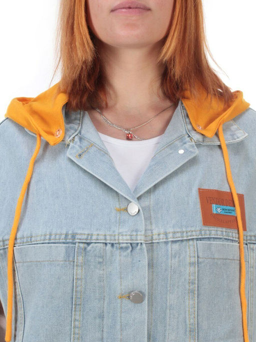 807 BLUE/ORANGE Джинсовый жилет женский (100% хлопок) - Фабричный китай фото 11