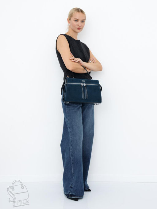 Сумка женская кожаная 9675MSS d.blue Velina Fabbiano-Safenta в Новосибирске