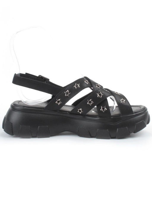 08-PEAG47-2 BLACK Босоножки женские (натуральная кожа)