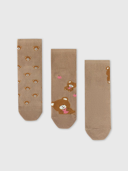 Носки женские мультипак (3 пары) коричневые с рисунком в виде медведей - Mark formelle фото 3