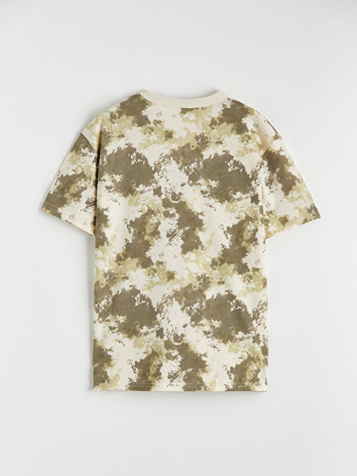 Bisiklet Yaka Batik Desenli Erkek ?ocuk Ti??rt