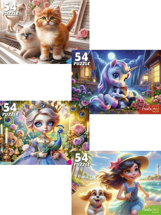 Цена за 2 шт. Puzzle 54 элемента "Любимые пазлы для девочек" (П54-8711)
