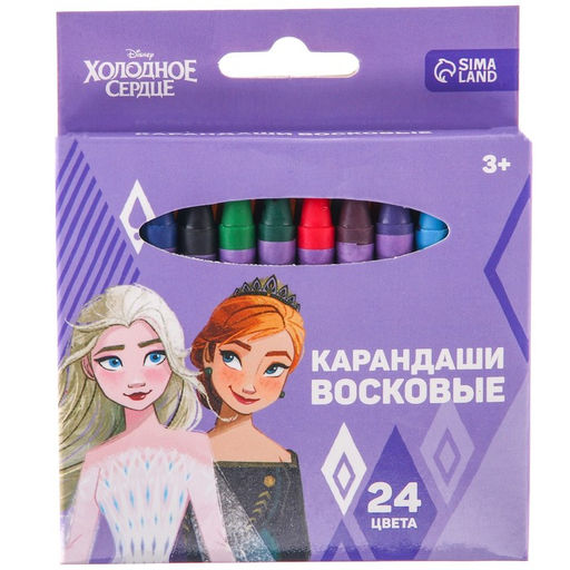 Восковые карандаши, набор 24 цвета, Эльза и Анна, Холодное сердце - Disney фото 5