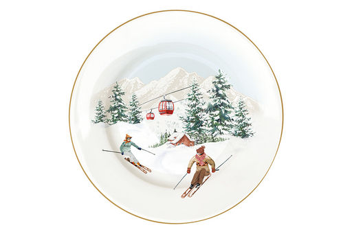 Тарелка десертная, 19 см, 4 шт, фарфор P, белая, Лыжники в горах, Chalet, 62634 - Easy life фото 2