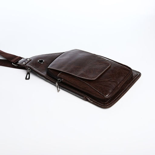 Сумка слинг мужская из искусственной кожи, цвет тёмно-коричневый - Simaland фото 6