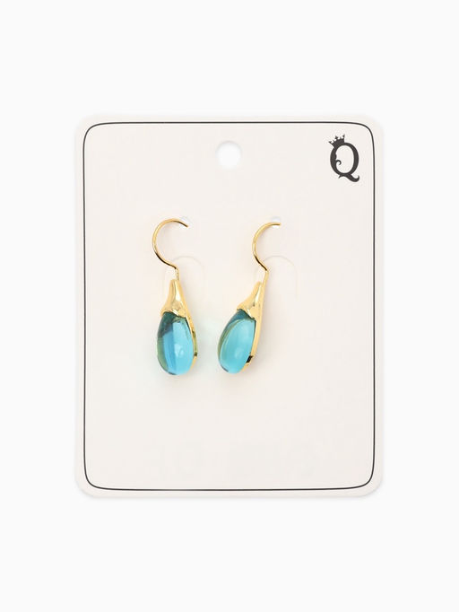 Серьги "Капля",  цвет голубой в золоте