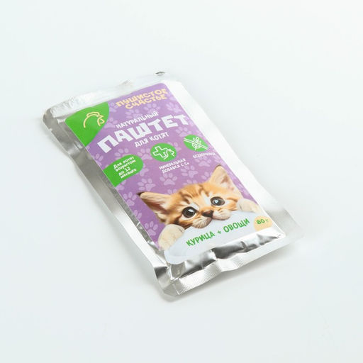 Пушистое счастье Беззерновой паштет курица+овощи, 80 г для котят  фото 3