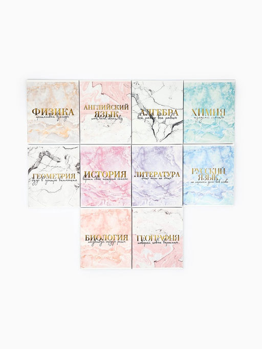 Тетради предметные, 48 л., набор из 10 шт. Мрамор - Artfox study фото 4