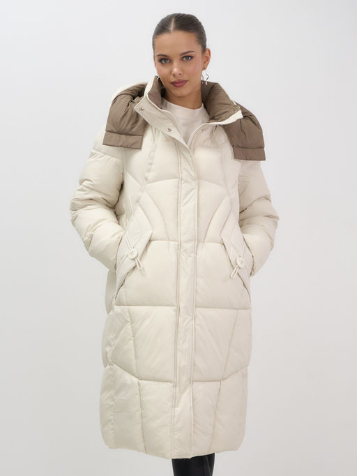 Пальто зимнее Visdeer 7709B женское утепленное 240 г/м² бежевое  фото 8