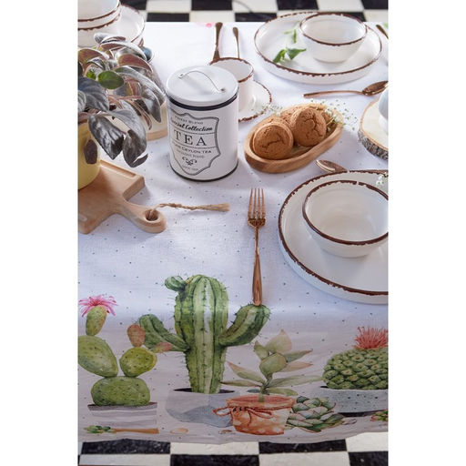 Скатерть Этель Кактусы 180х147 см, 100% хлопок, рогожка 160 гр/м2  фото 10