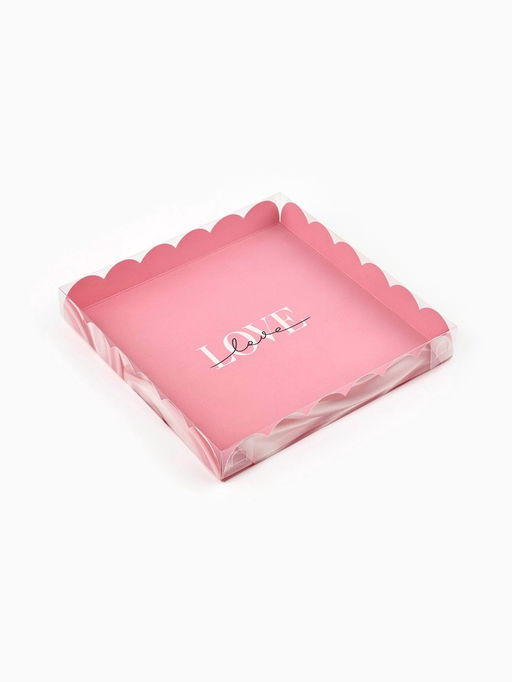 Цена за 5 шт. Коробка для печенья, кондитерская упаковка с пластиковой крышкой, «Шёлковая любовь», 21×21×3 см