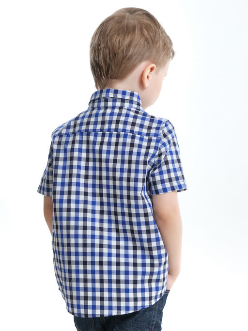Рубашка для мальчика UD 7903 синяя клетка - Mini maxi фото 6