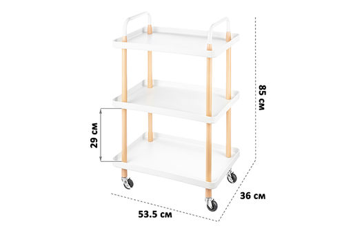 Этажерка - столик сервировочный трехуровневый 53,5*36*85 Белый на колесиках - Elan gallery фото 2
