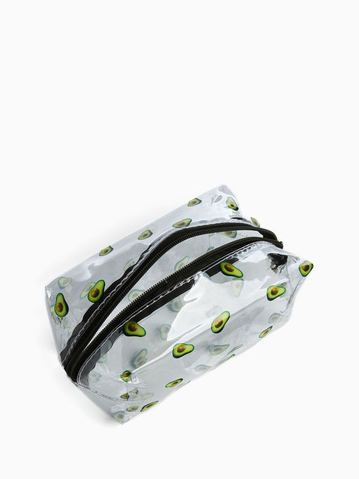 Косметичка на молнии объёмная для бассейна, с принтом, зелёная/прозрачная
