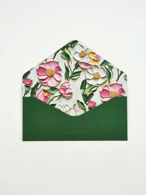 Цена за 2 шт. Конверт подарочный «Яркие цветы», софт-тач, тиснение, 19×9 см