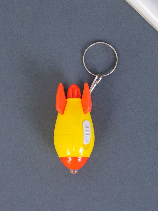 Цена за 12 шт. Фонарик брелок для ключей на кольце Ракета, LR41?3 шт., 2.7?2.7?5 см, МИКС