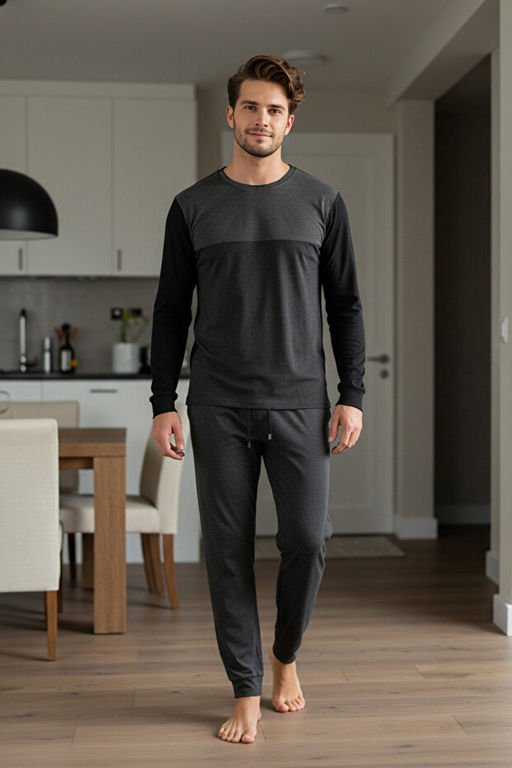Antrasit Melanj Regular Kal_p Renk Bloklu _rme Pijama Tak_m_ TMNAW26PT00001 - Trendyolmilla фото 2