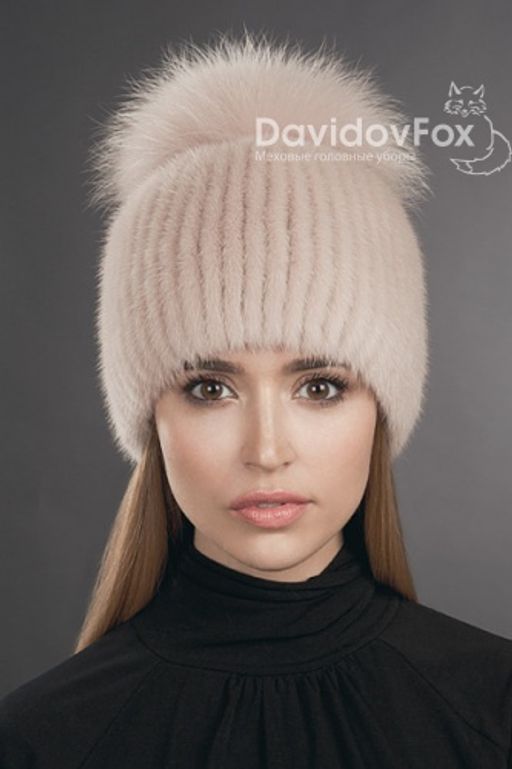 Шапка Лыжница норка дымчатая роза