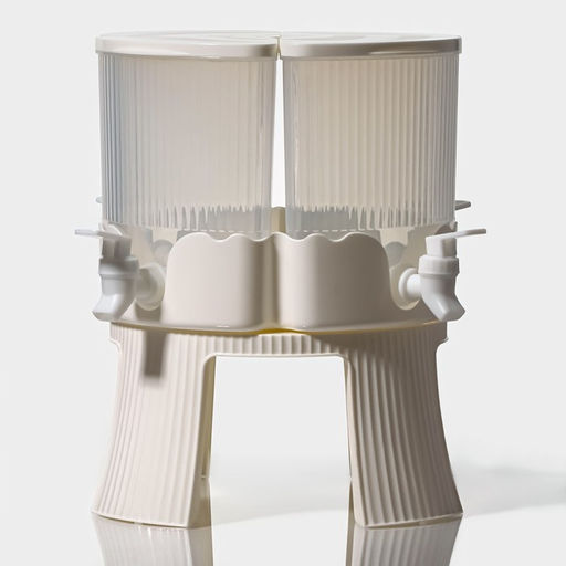 Диспенсер для напитков вращающийся Доляна, 4 отделения 1.6 л, 4 стакана 350 мл, белый