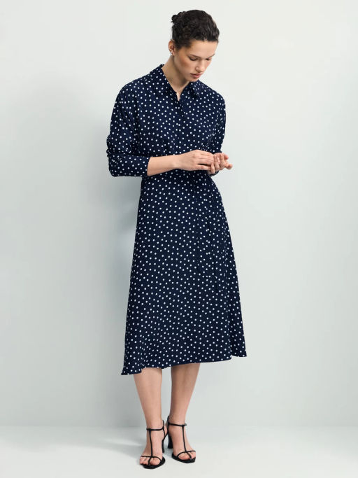 Приталенное платье с принтом в горошек / Zarina  фото 6